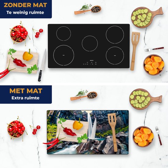 Chefcare Inductie Beschermer Waterval in IJsland - 95x55 cm - Afdekplaat Inductie - Kookplaat Beschermer - Inductie Mat