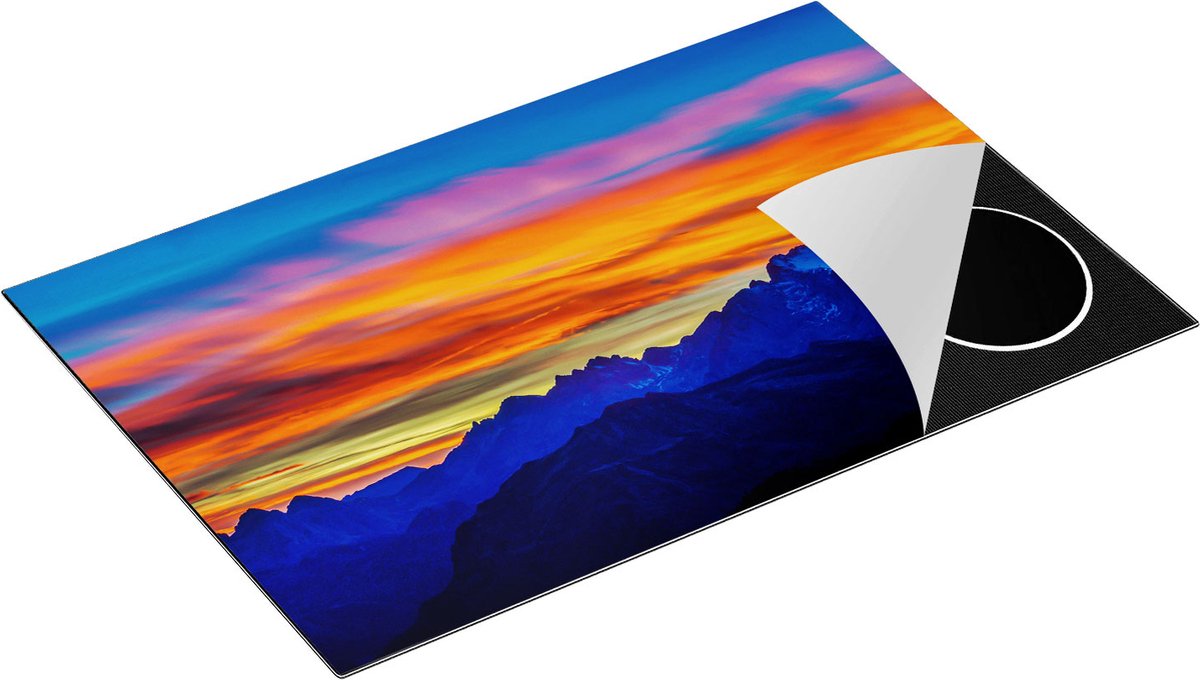 Chefcare Inductie Beschermer Oranje Zonsondergang in de Bergen - 81x52 cm - Afdekplaat Inductie - Kookplaat Beschermer - Inductie Mat