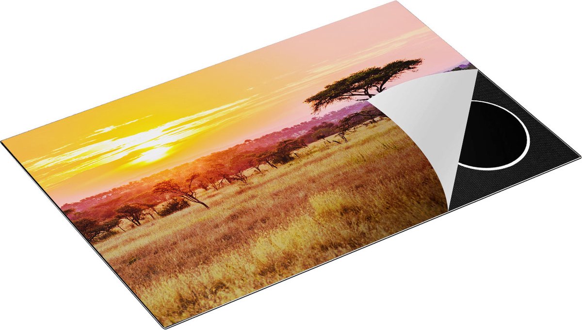 Chefcare Inductie Beschermer Zonsondergang in de Savanne - 80x50 cm - Afdekplaat Inductie - Kookplaat Beschermer - Inductie Mat