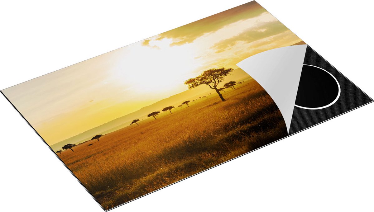 Chefcare Inductie Beschermer Zonsondergang in de Savanne - 83x51,5 cm - Afdekplaat Inductie - Kookplaat Beschermer - Inductie Mat