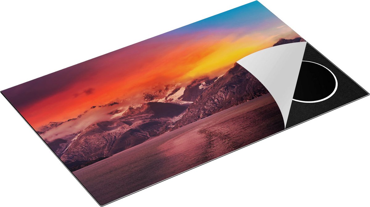 Chefcare Inductie Beschermer Meer bij de Bergen bij Zonsondergang - 85x55 cm - Afdekplaat Inductie - Kookplaat Beschermer - Inductie Mat