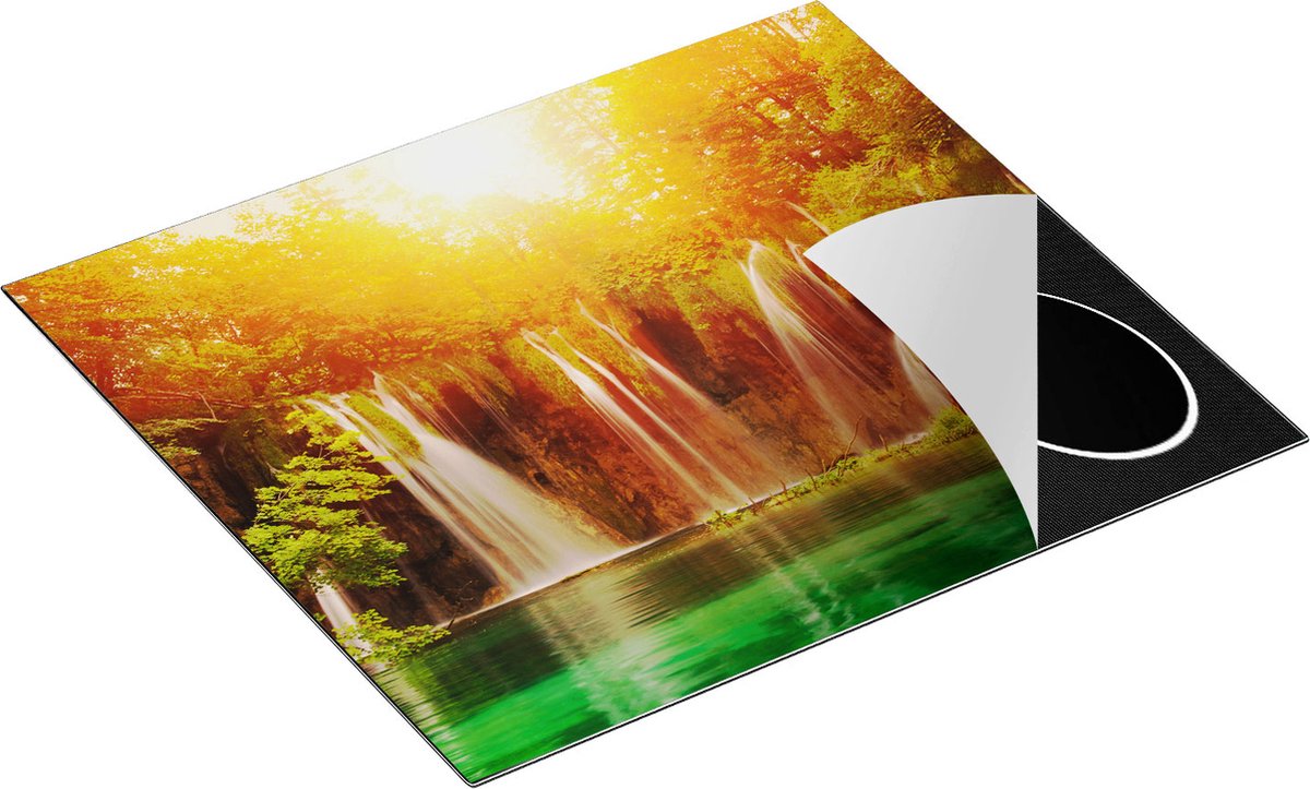 Chefcare Inductie Beschermer Watervallen bij het Groene Meer met Zon - 60x52 cm - Afdekplaat Inductie - Kookplaat Beschermer - Inductie Mat
