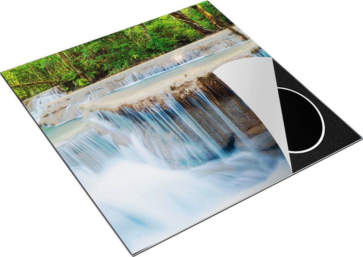 Chefcare Inductie Beschermer Waterval in het Bos in Thailand - 78x78 cm - Afdekplaat Inductie - Kookplaat Beschermer - Inductie Mat