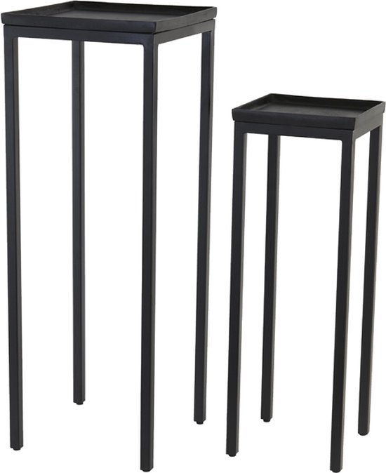 Light&living Zuil S/2 28x28x80+37x37x100 cm KENDRA mat zwart