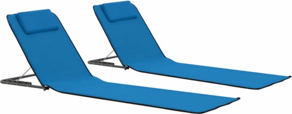 vidaXL Strandmatten inklapbaar 2 st staal en stof blauw