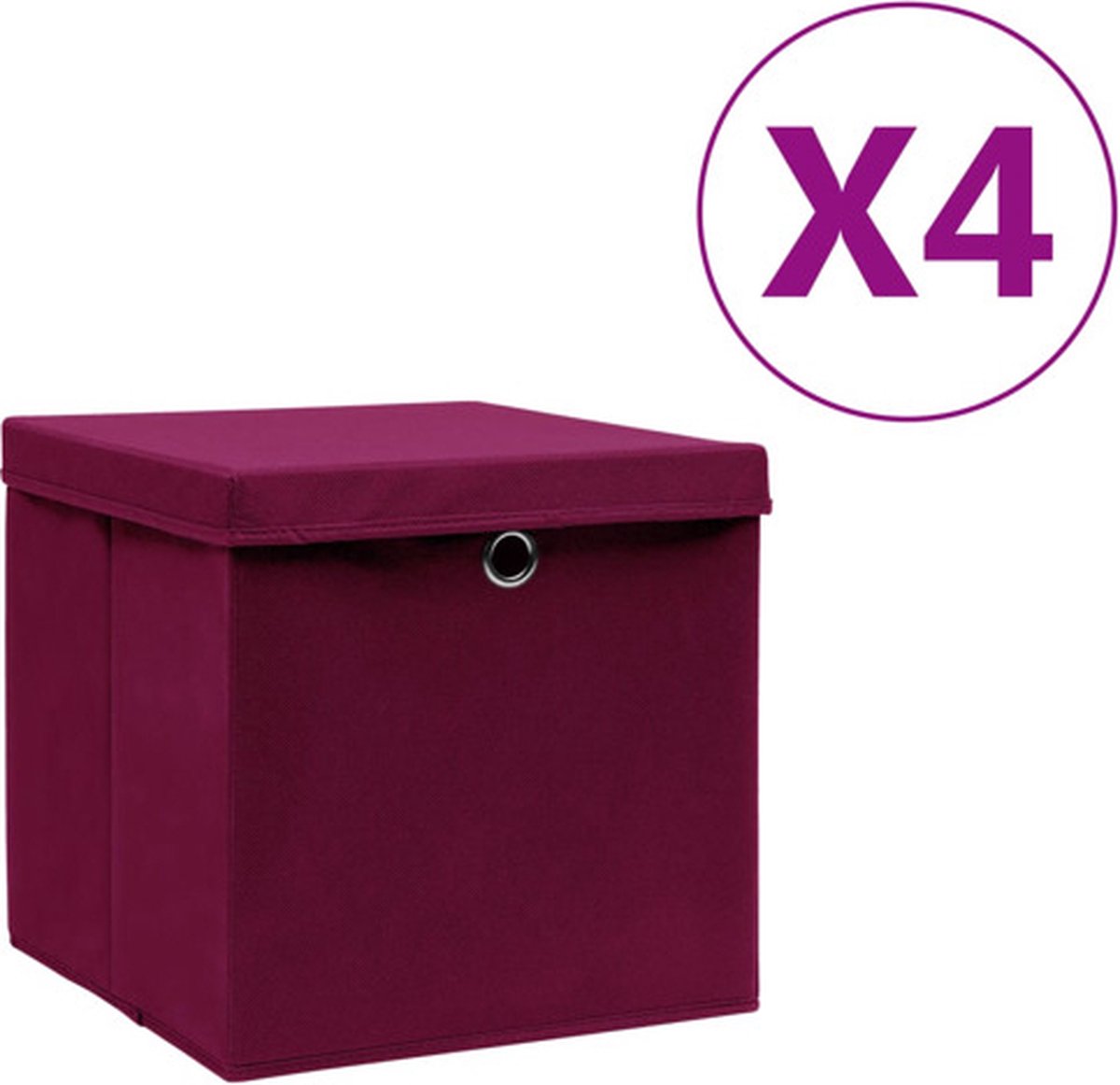 vidaXL Opbergboxen met deksels 4 st 28x28x28 cm donkerrood