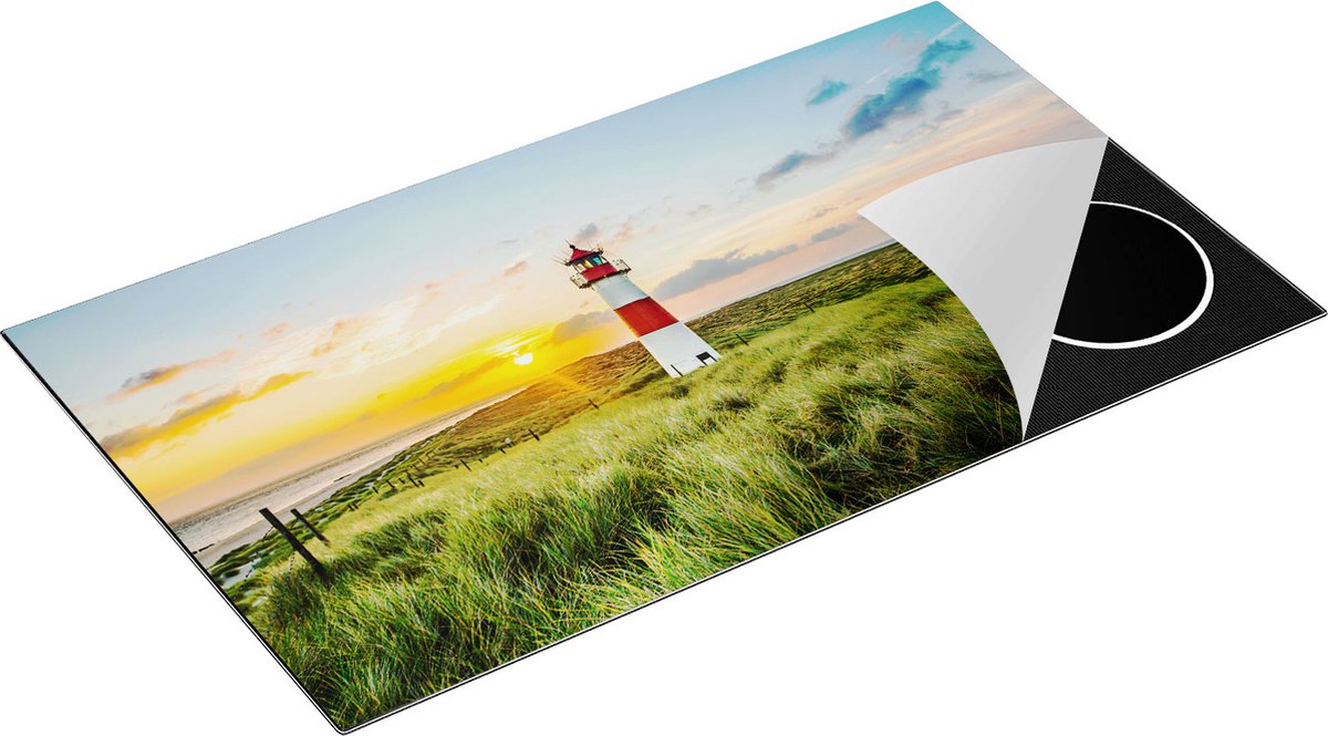 Chefcare Inductie Beschermer Vuurtoren met Zonsopgang op een Eiland - 91,6x52,7 cm - Afdekplaat Inductie - Kookplaat Beschermer - Inductie Mat