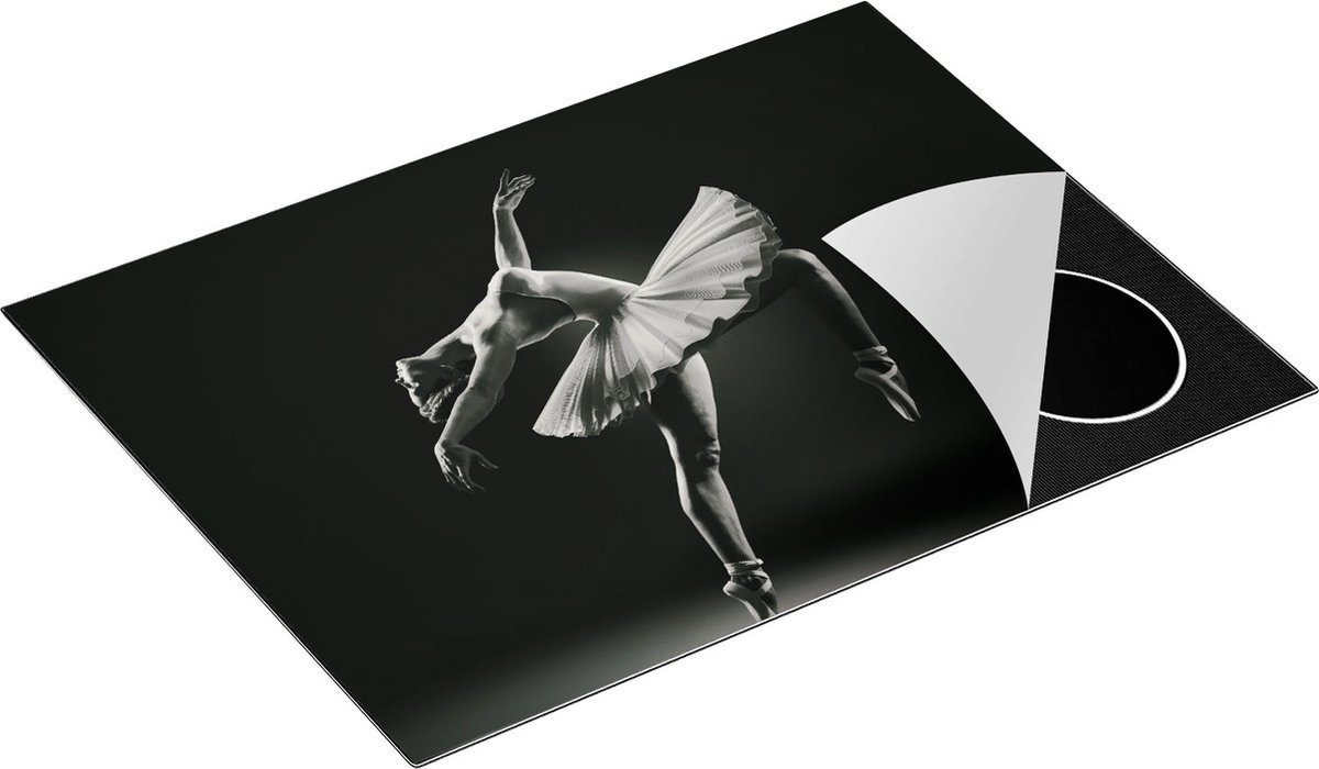 Chefcare Inductie Beschermer Ballerina op Haar Tenen - Ballet - Zwart Wit - 71x52 cm - Afdekplaat Inductie - Kookplaat Beschermer - Inductie Mat
