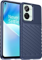 Mobigear Hoesje geschikt voor OnePlus Nord 2T 5G Telefoonhoesje Flexibel TPU | Mobigear Groove Backcover | Nord 2T 5G Case | Back Cover - Blauw