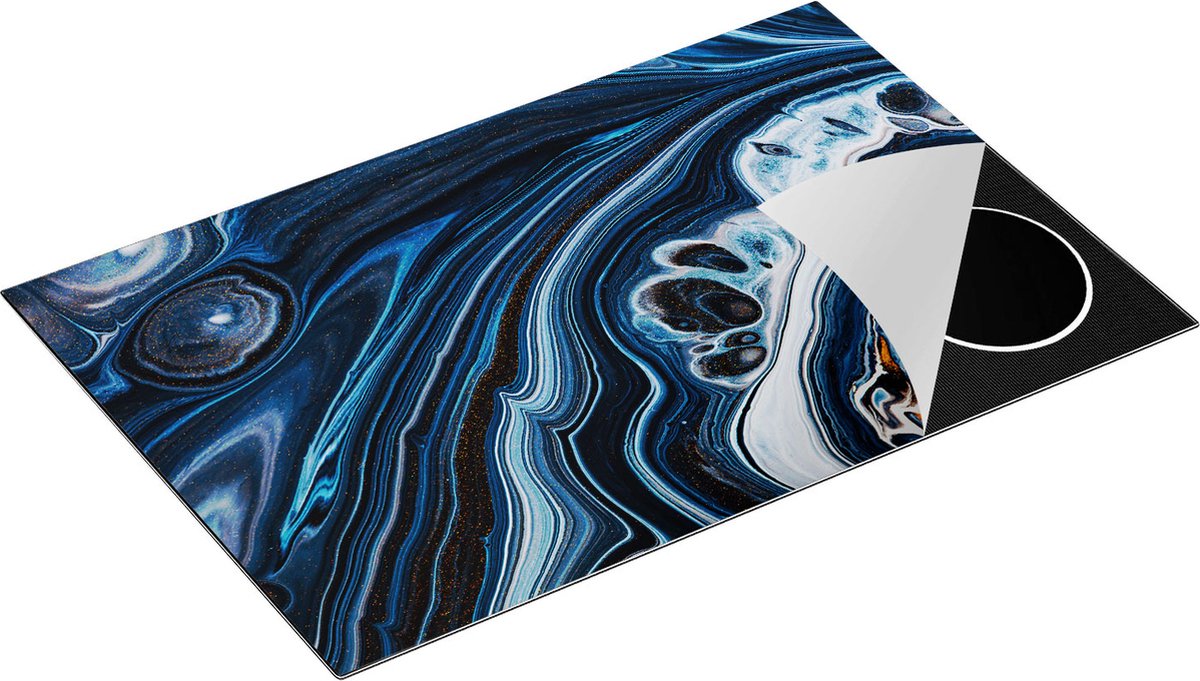Chefcare Inductie Beschermer Abstracte Kunst - Blauwe Verf - 81,6x52,7 cm - Afdekplaat Inductie - Kookplaat Beschermer - Inductie Mat