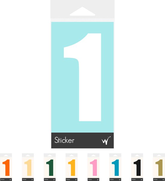 Container Sticker Huisnummer - Cijfer 1 Cijfersticker - Kliko Sticker - Deursticker - Weerbestendig - 10 x 4 cm - Wit