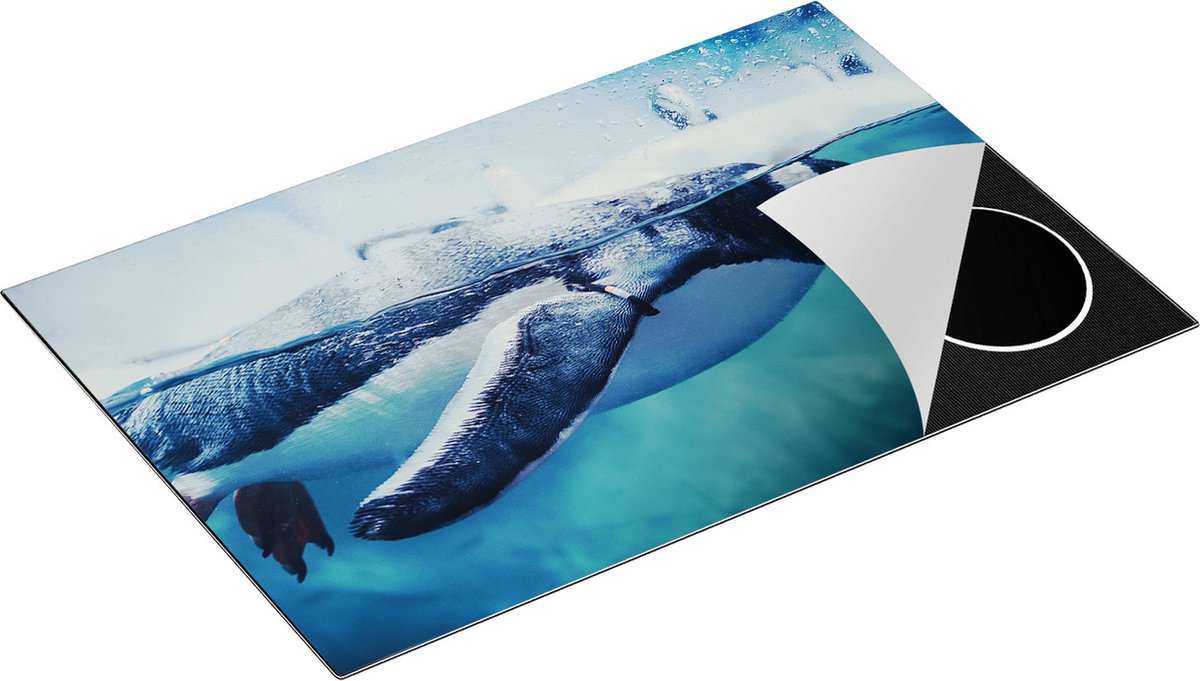 Chefcare Inductie Beschermer Pinguïn Zwemt in het Water - 81,2x52 cm - Afdekplaat Inductie - Kookplaat Beschermer - Inductie Mat