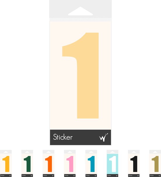 Container Sticker Huisnummer - Cijfer 1 Cijfersticker - Kliko Sticker - Deursticker - Weerbestendig - 10 x 4 cm - Crème