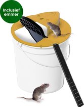 Olenka - Diervriendelijke Muizenval - Rattenval - Muizenverjager - Inclusief Emmer - Voor Binnen en Buiten - Verbeterd Model 2022 - Inclusief E-Book - Geel