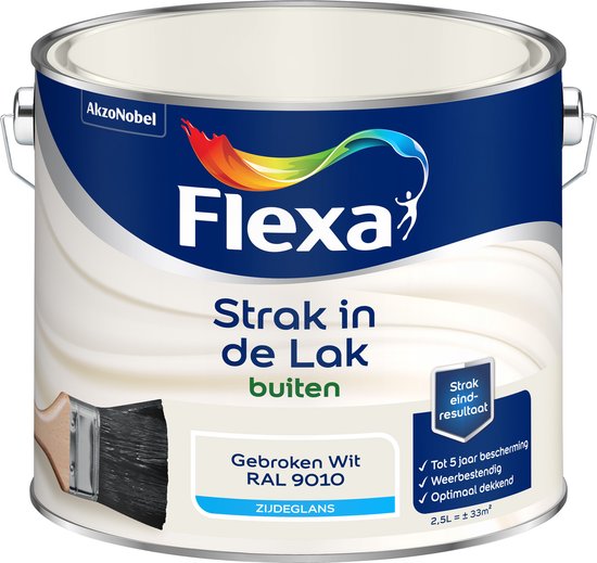Flexa Strak in de Lak - Buitenverf - gebroken wit 9010 - 2,5 liter | bol.com
