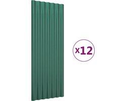 vidaXL - Dakpanelen - 12 - st - 100x36 - cm - gegalvaniseerd - staal - groen