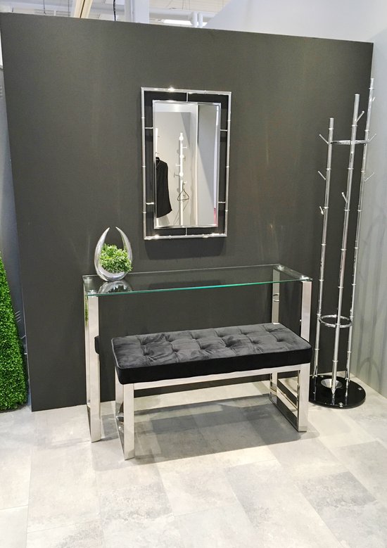 Table d'entrée HakuShop - Chrome - Acier inoxydable et verre de sécurité - Table longue - 120x40x78cm