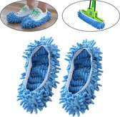 Dweil schoenen vloermop (blauw) - microvezeldoek - mop sokken | 1 paar