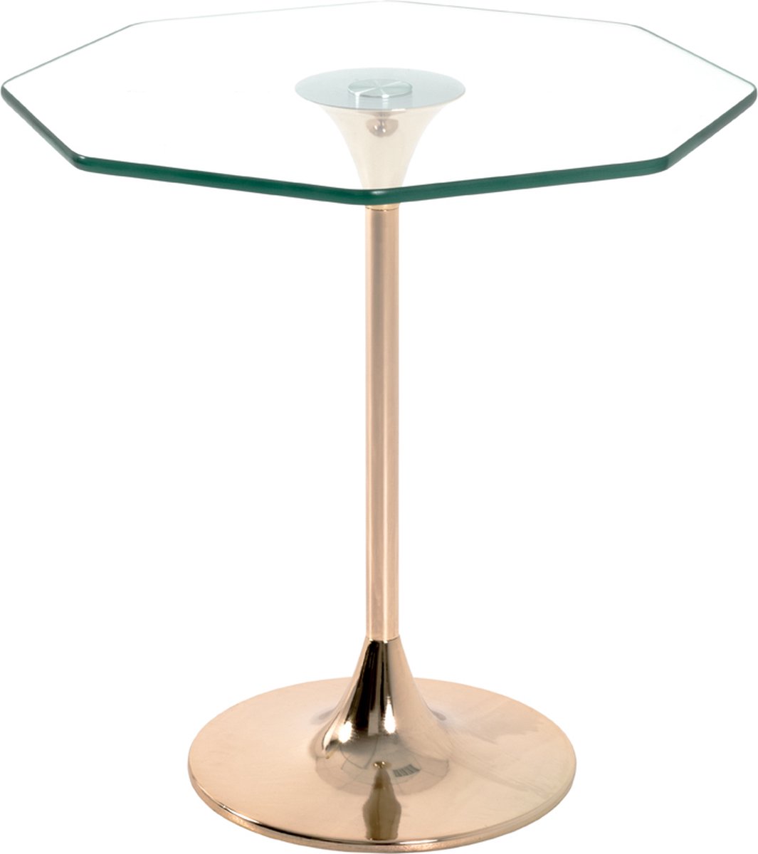 Bijzettafel – Goud staal met veiligheidsglas – 55 cm breed, 55 cm diep, 51 cm hoog – Luxe uitvoering