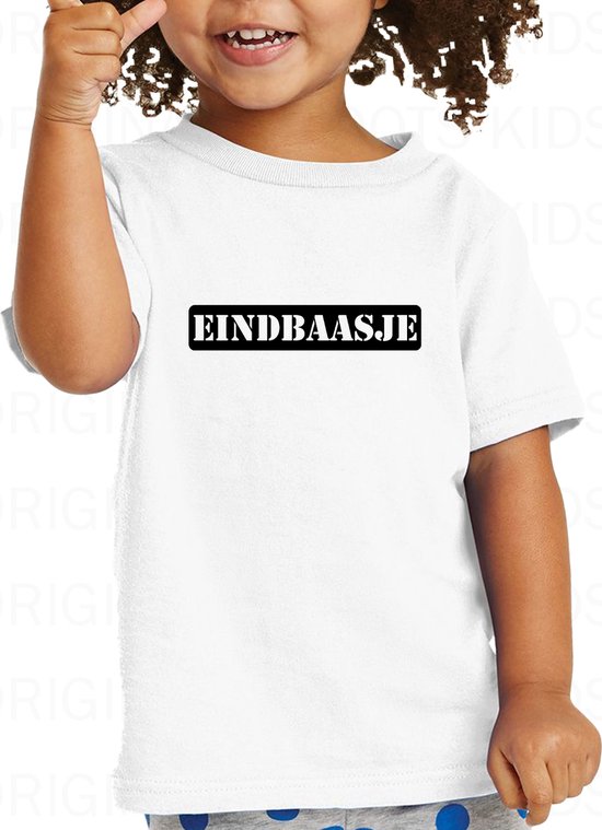 EINDBAASJE uniseks Kids T-shirt - Wit - Maat 128 - Regular Fit - Korte  mouwen - Ronde... | bol.com