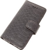 Made-NL Handgemakte Geschikt voor Samsung Galaxy A52 book case antraciet slangenprint leer robuuste hoesje