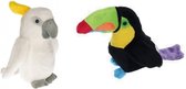 Set van 2 tropische vogel knuffels - Vogel knuffels - Speelgoed voor kinderen