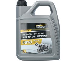 Protecton Motorolie 5W-40 A3/B4 – Synthetisch - Voor benzine-, LPG- & dieselmotoren – Hoge & zeer stabiele viscositeitindex - Veilige smeerfilm bij zeer hoge bedrijfstemperaturen - sterk antislijtage, anticorrosie en antischuim vermogen - 5 Liter