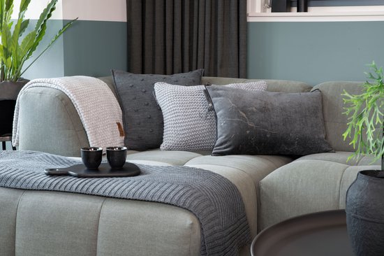 woonkamer sierkussen geruit rechthoek 45x24cm Cushy - Cognac kopen? - Dami Living