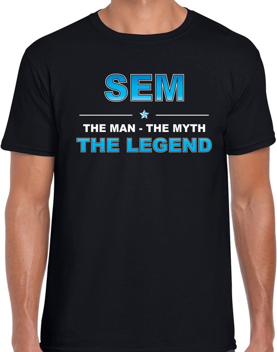 Naam cadeau Sem - The man, The myth the legend t-shirt zwart voor heren - Cadeau shirt... | bol