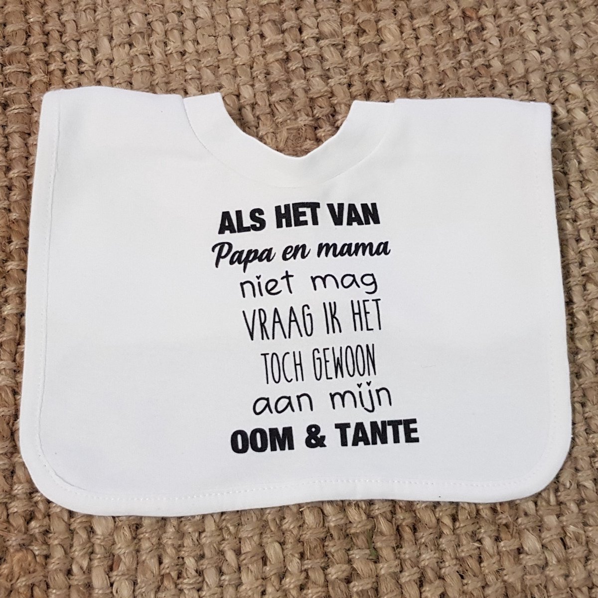 Baby slabbetje cadeau tekst oom en tante zwangerschap bekendmaking aankondiging voor de liefste aanstaande geboorte gaat worden jullie worden zwangerschapsaankondiging