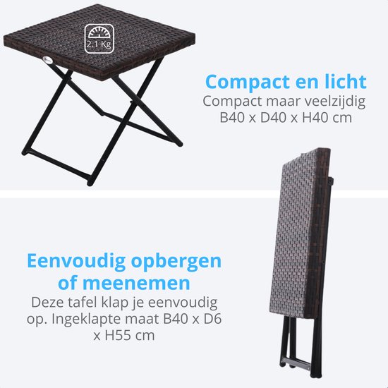 Toscane premium bijzettafel 50x50xH45 cm antraciet - AVH Outdoor Tuinmeubelen