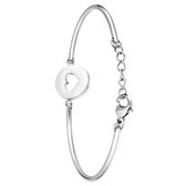 Lucardi Dames Armband met open hart - Staal - Armband - Cadeau - Moederdag - 20 cm - Zilverkleurig