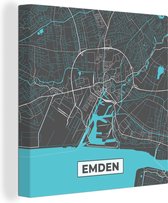 Canvas Schilderij Kaart – Plattegrond – Stadskaart – Emden – Duitsland – Blauw - 20x20 cm - Wanddecoratie