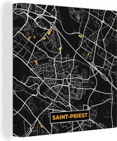 Canvas Schilderij Plattegrond - Kaart - Saint-Priest - Frankrijk - Stadskaart - 20x20 cm - Wanddecoratie