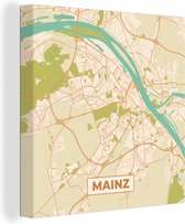 Canvas Schilderij Plattegrond - Mainz - Vintage - Kaart - Stadskaart - 50x50 cm - Wanddecoratie