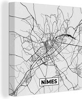 Canvas Schilderij Stadskaart - Frankrijk - Kaart - Nîmes - Plattegrond - 50x50 cm - Wanddecoratie