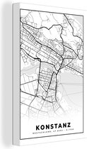 Canvas Schilderij Konstanz - Plattegrond - Kaart - Stadskaart - 40x60 cm - Wanddecoratie