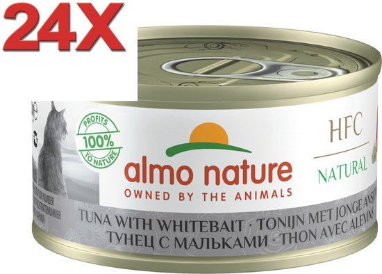 Zalm Tonijn Blikvoer Voor Kittens 70g Almo Nature HFC Natvoer Voor Kittens - 24 Blikjes à 70g, Zalm & Tonijn, Graanvrij Complete Voeding Kitten