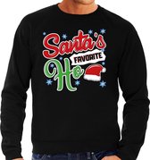 Foute Kersttrui / sweater - Santa his favorite Ho - zwart voor heren - kerstkleding / kerst outfit XXL