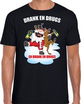 Fout Kerstshirt / Kerst t-shirt Drank en drugs zwart voor heren - Kerstkleding / Christmas outfit S