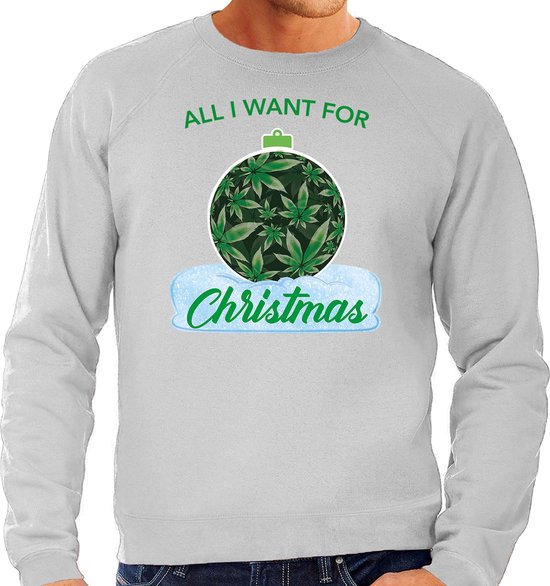 Wiet Kerstbal sweater / Kerst All i want Christmas grijs voor heren -... | bol.com