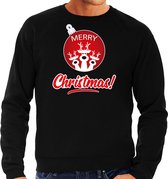 Rendier Kerstbal sweater / Kerst trui Merry Christmas zwart voor heren - Kerstkleding / Christmas outfit L