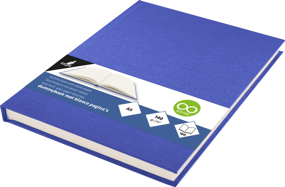 Kangaro dummyboek - A5 - blauw - 160 blanco pagina's - hard linnen cover - K-5363 - Kangaro