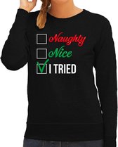 Naughty nice foute Kersttrui - zwart - dames - Kerstsweaters / Kerst outfit XS