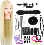 SassyGoods - Kaphoofd - Oefenpop kapper - Met Styling Accessoires - Blond haar - Met statief - 70 cm