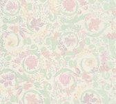 SATIJN GLANZENDE KLASSIEKE BLOEMEN BEHANG | Design - munt roze wit groen - A.S. Création Versace 5