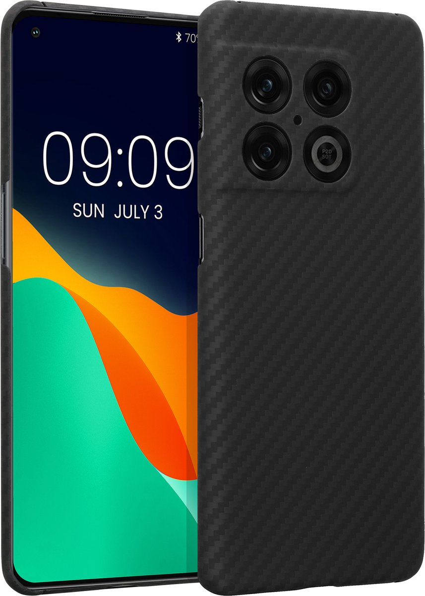 kalibri hoesje geschikt voor OnePlus 10 Pro 5G - aramidehoes voor smartphone - mat zwart