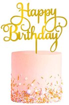 Happy Birthday TaartTopper Goud TaartDecoratie Cake Topper Taart Topper Decoratie Verjaardag Versiering Goud – 1 Stuk