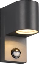 LED Tuinverlichting met Bewegingssensor - Buitenlamp - Trion Royinda - GU10 Fitting - Spatwaterdicht IP44 - Rond - Mat Antraciet - Aluminium