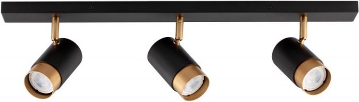 Opbouwspot Nova Luce Pogno - 3lichts 3xGu10 - mat zwart goud - 60cm